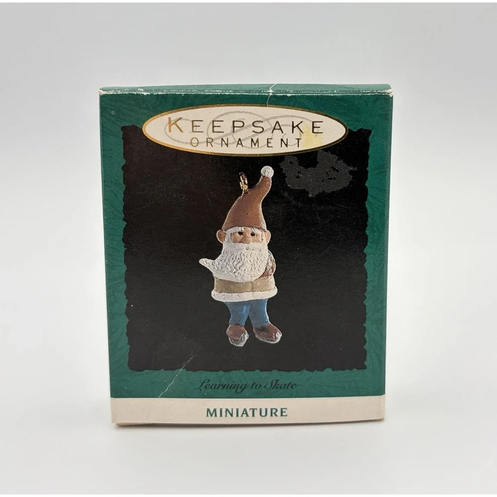 1993 Hallmark Keepsake Miniature Ornament Learning to Skate Gnome Vintage